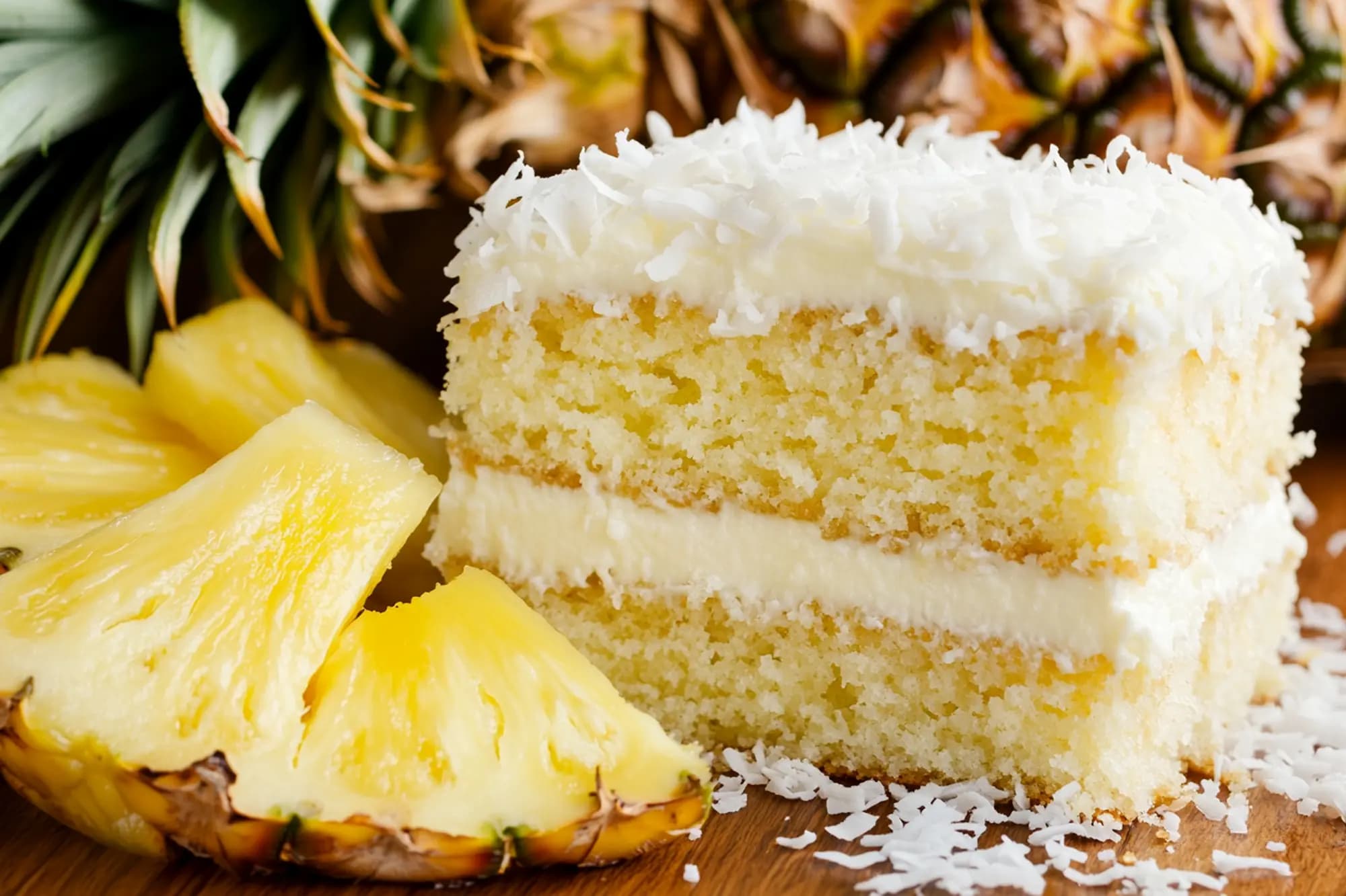 Bolo gelado de abacaxi com coco